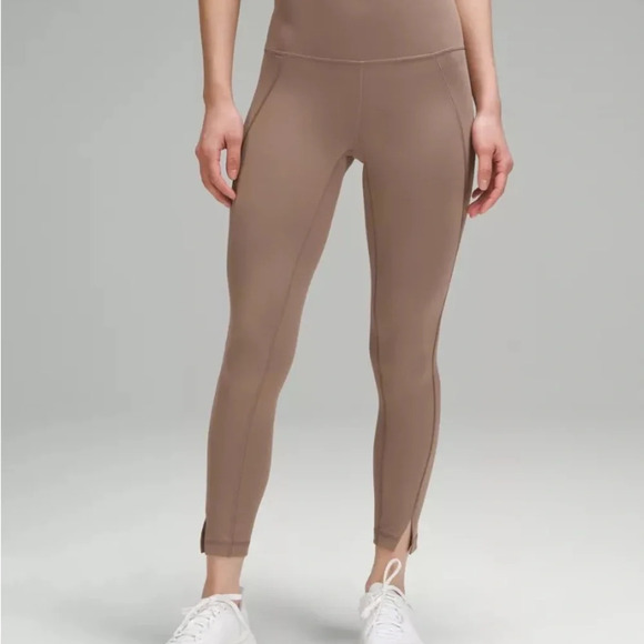 🆕🤎 Lululemon Asia Fit Wunder Train HR Tight 24” Hem Slit - Tauptastic Tan - Picture 13 of 14